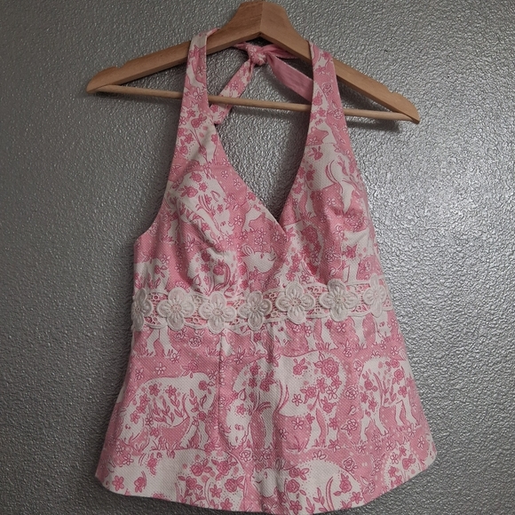 Lilly Pulitzer Run For Roses White Label Halter Top    Size 10 - Picture 7 of 12